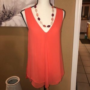 Sheer coral blouse